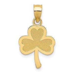 Million Charms 14k Yellow Gold 3 Leaf Clover Shamrock Necklace Charm Pendant